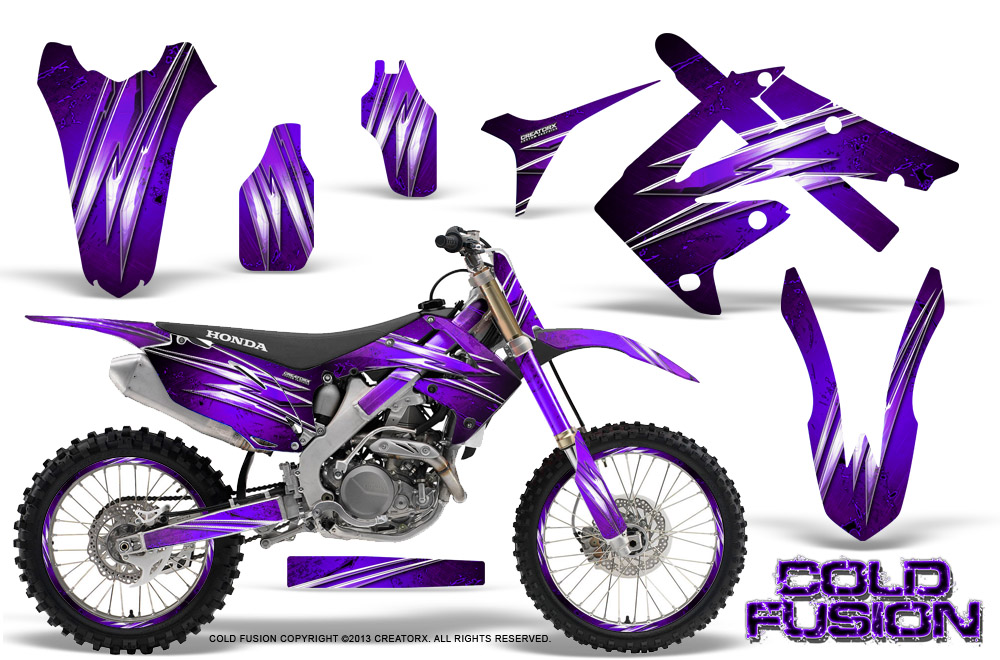 Honda CRF250 10-12 CRF450 09-12 Graphics Kit Cold Fusion Purple NP Rims